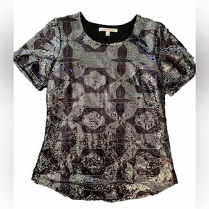 Jenny Han Sequin Grey and Purple Y2K Blouse